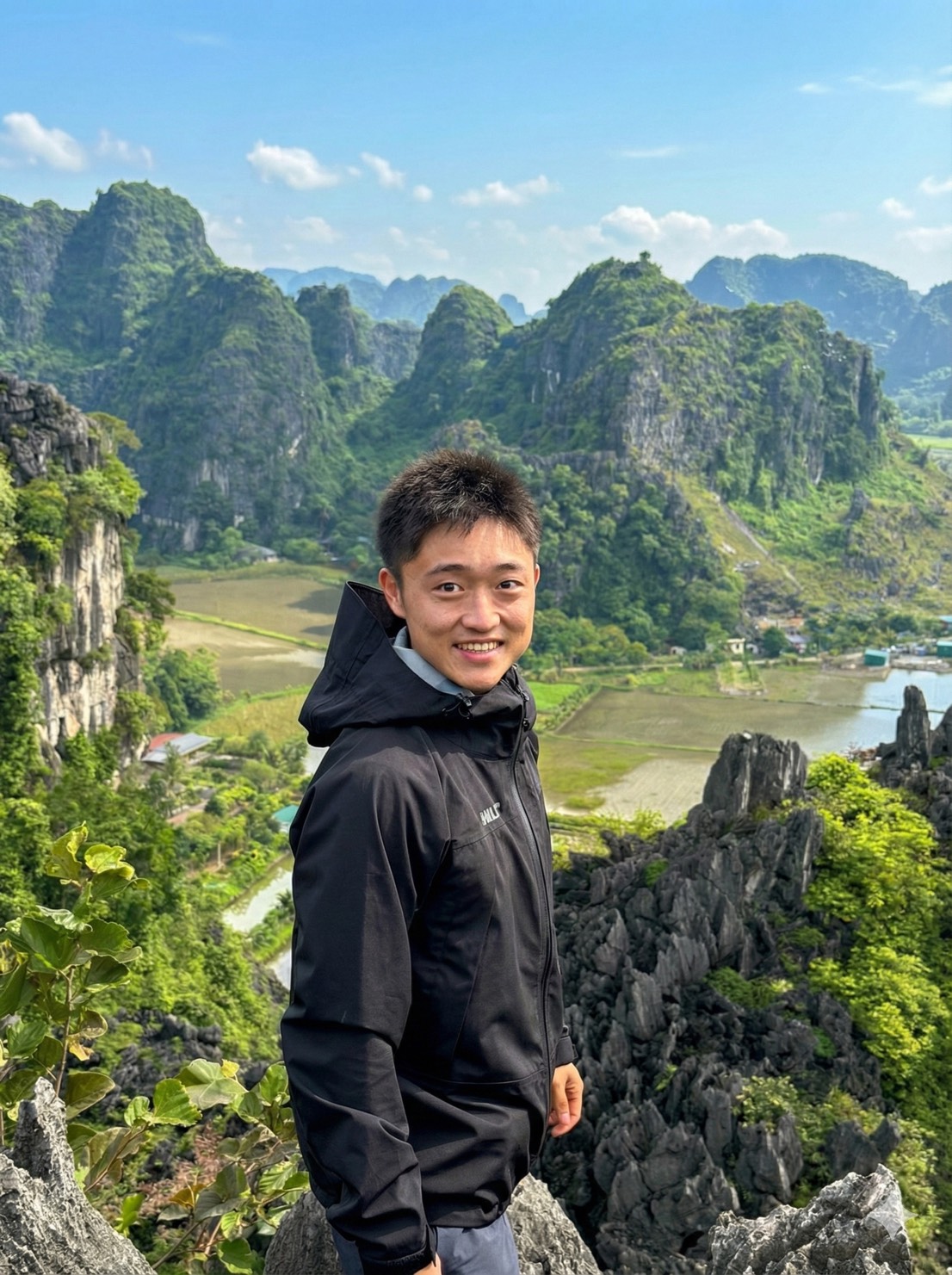 Japanese arborist in a mountain landscape
