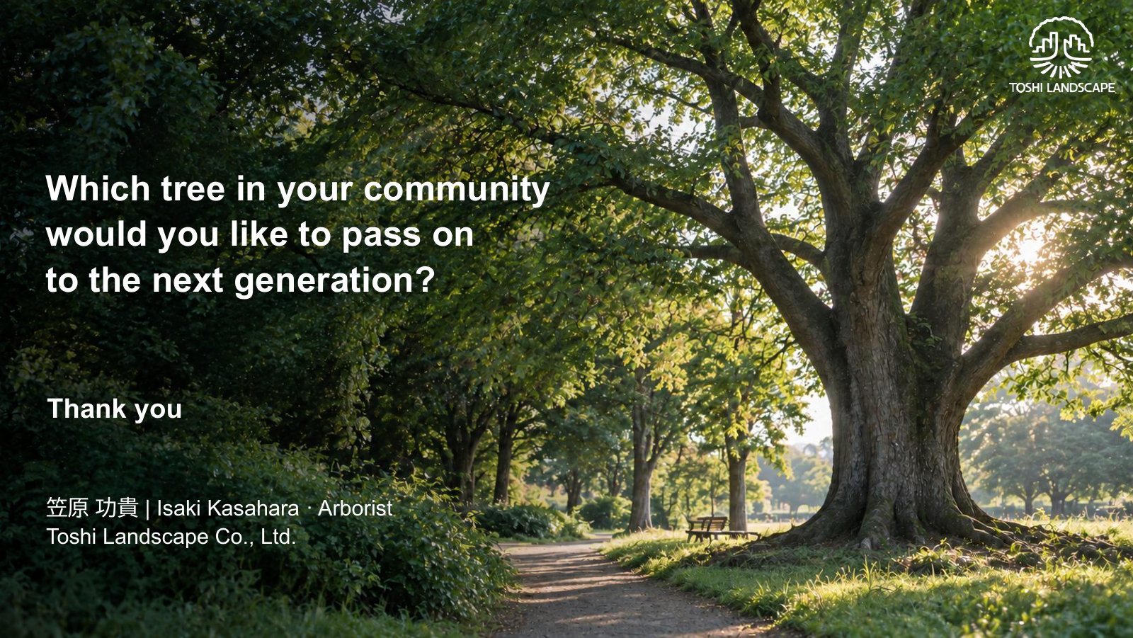 Closing lecture slide asking students which tree they would pass on