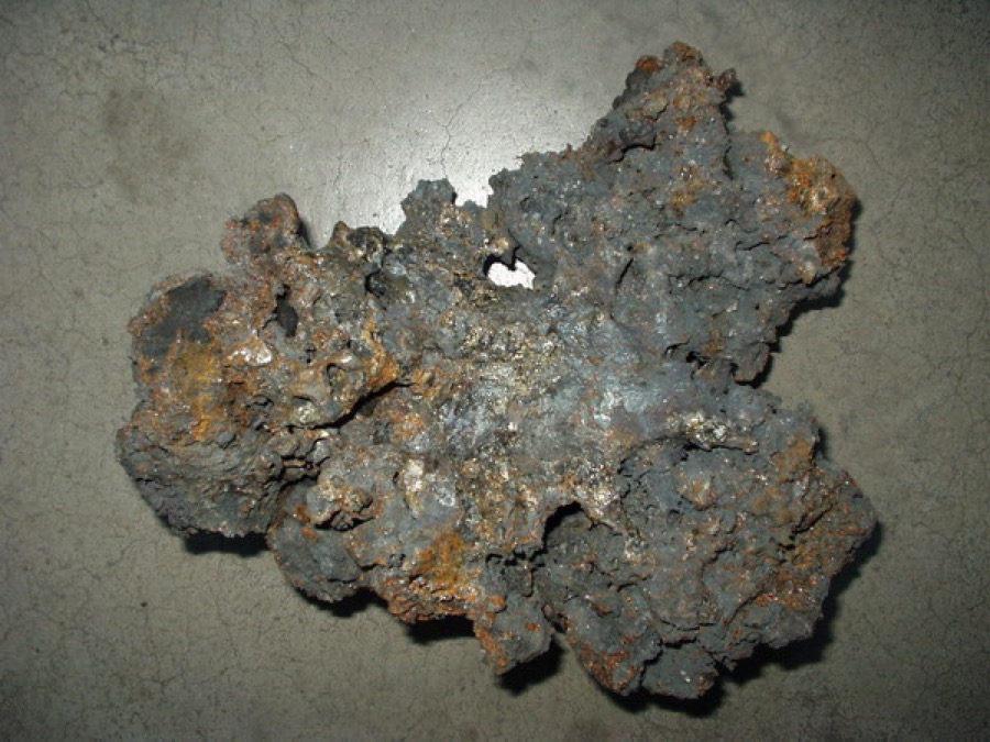 A lump of tamahagane steel made in a tatara furnace